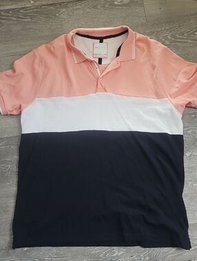 Denim & Flower Men's Peach, White & Navy Colorblock Polo